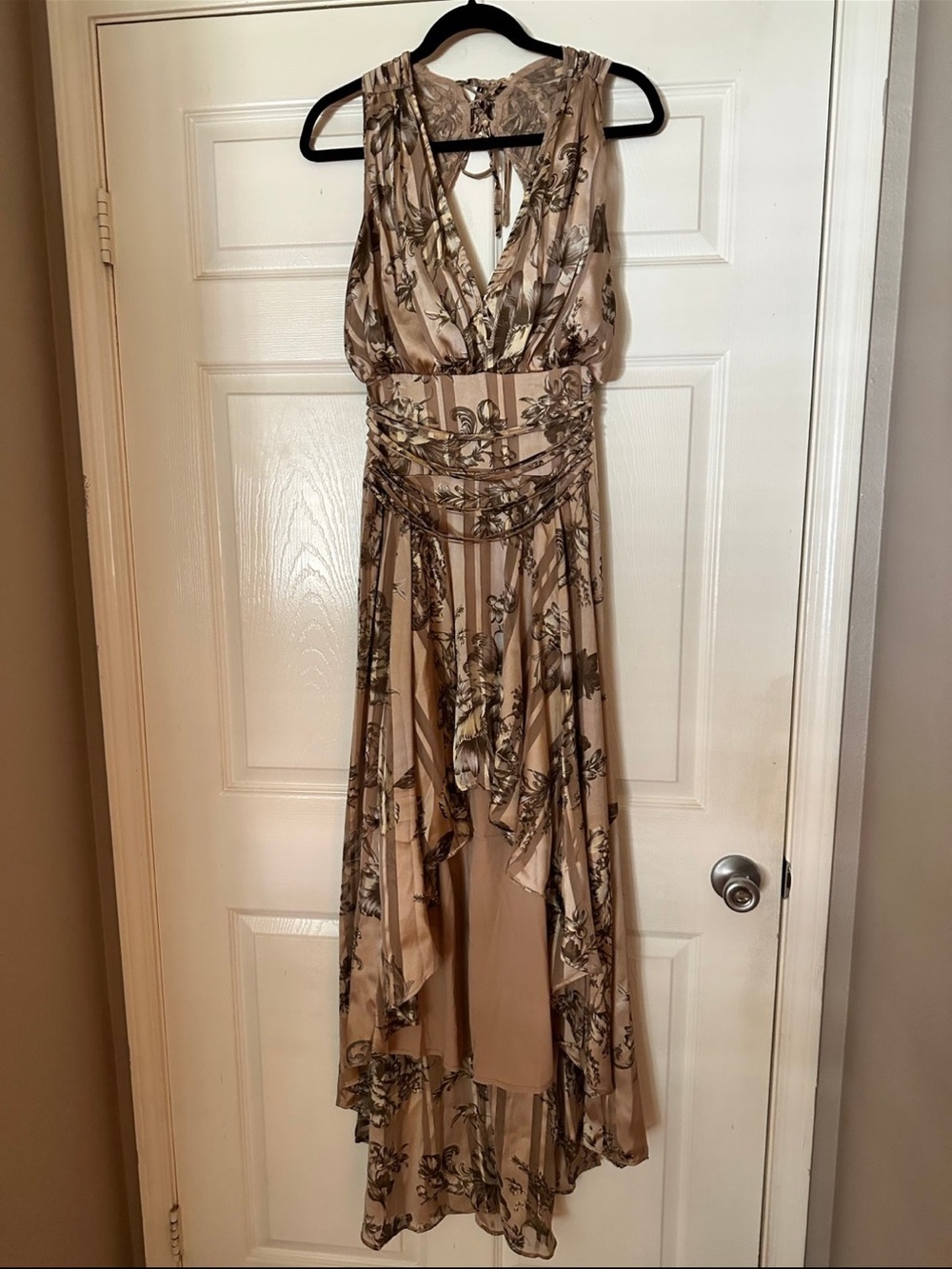 ASOS Beige Floral High-Low Wrap Dress